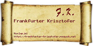 Frankfurter Krisztofer névjegykártya